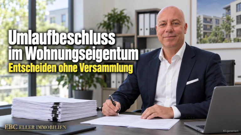 Umlaufbeschluss im Wohnungseigentum: Entscheiden ohne Versammlung. EBC Eller Immobilien erklärt Hausverwaltungen Allstimmigkeit, Textform und Anfechtungsklage.