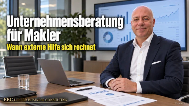 Unternehmensberatung für Makler: Wann externe Hilfe sich rechnet. EBC Eller Business Consulting rechnet Immobilienmaklern Benchmarking, Opportunitätskosten und Deckungsbeitrag vor.