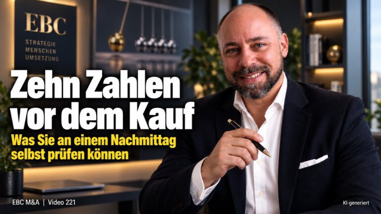Unternehmenskauf: Zehn Zahlen vorher prüfen. Ordentliche Zahlen, offene Fragen. EBC M&A prüft Kennzahlen und Finanzanalyse für Prüfung und Verhandlung beim Firmenkauf.