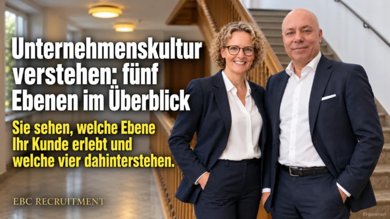 Unternehmenskultur verstehen: fünf Ebenen im Überblick. Das Expertenteam von EBC Recruitment zeigt, welche Ebene Ihr Kunde erlebt und welche vier dahinterstehen.