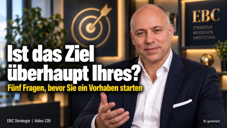 Unternehmerziele: Ist das Ziel Ihres? Fortschritt ohne Freude. EBC Strategie prüft mit Inhabern, ob Zielsetzung und Wachstum zu den eigenen Unternehmerzielen passen.