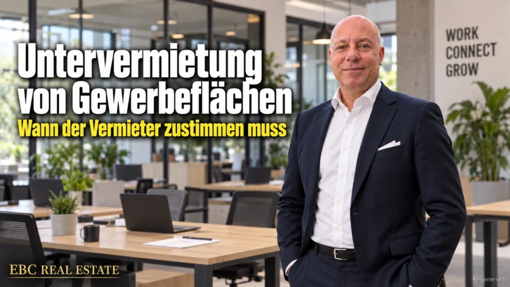 Untervermietung von Gewerbeflächen: Wann der Vermieter zustimmen muss. EBC Real Estate prüft im Property Management Bonität, Konkurrenzschutz und Individualvereinbarung.