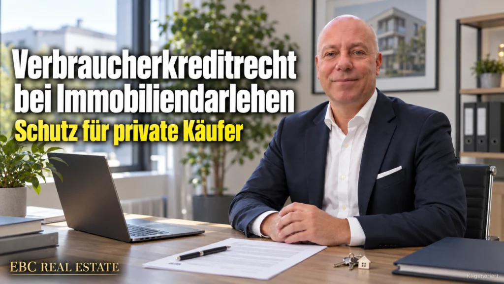 Verbraucherkreditrecht bei Immobiliendarlehen: Schutz für private Käufer. EBC Real Estate erklärt Finanzierungsvermittlern Immobiliar-Verbraucherdarlehen und Prüfung der Kreditwürdigkeit.
