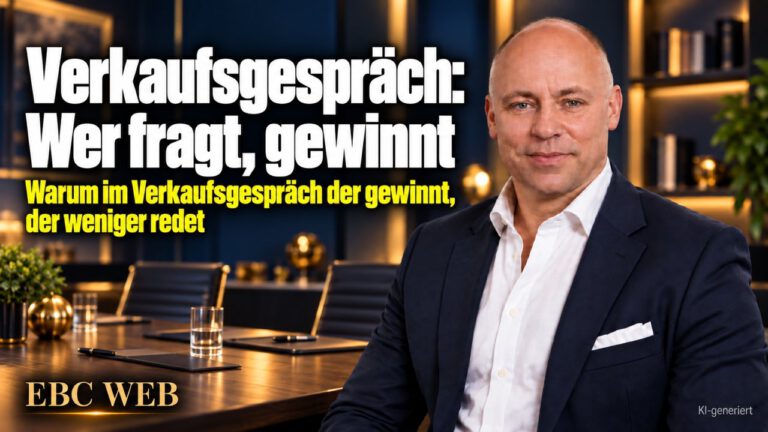 Verkaufsgespräch: Wer fragt, gewinnt. Zwei Anbieter am selben Tisch. EBC Eller Business Consulting zeigt, wie Fragetechnik und Zuhören vor dem Gremium die Auftragsvergabe entscheiden.