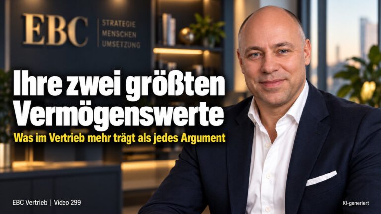 Ihre zwei größten Vermögenswerte im Vertrieb. Kein Verkäufer und trotzdem Vertrieb. EBC Vertrieb zeigt im Sales, wie Haltung im Verkauf Akquise und Preisgespräch trägt.
