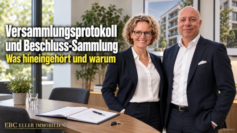 Versammlungsprotokoll und Beschluss-Sammlung: Was hineingehört und warum. EBC Eller Immobilien zeigt Hausverwaltungen Niederschrift, Ergebnisprotokoll und Pflichten beim Verwalterwechsel.