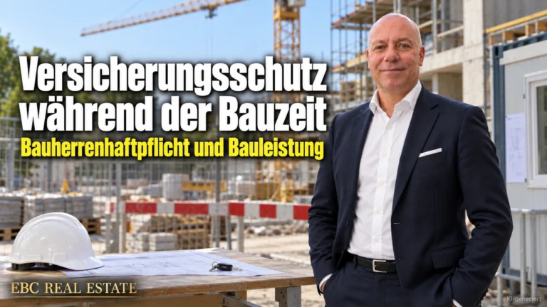 Versicherungsschutz während der Bauzeit: Bauherrenhaftpflicht und Bauleistung. EBC Real Estate erklärt Projektentwicklern Bauleistungsversicherung und Verkehrssicherungspflicht bis zur Abnahme.