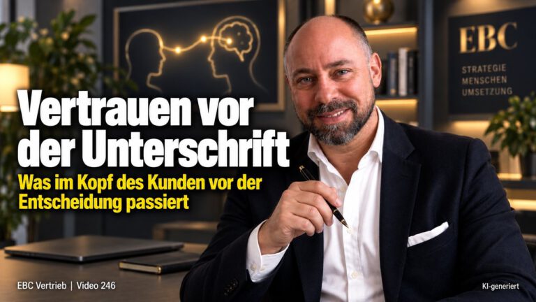 Vertrauen im Vertrieb: vor der Unterschrift. Das Angebot bleibt liegen. EBC Vertrieb erklärt im Sales, wie Vorleistung und Reziprozität beim Angebot nachfassen helfen.