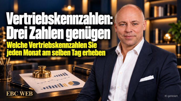 Vertriebskennzahlen: Drei Zahlen genügen. Hat es geholfen? EBC Eller Business Consulting erklärt, wie Anfragen, Reaktionszeit und Abschlussquote die Vertriebssteuerung tragen.
