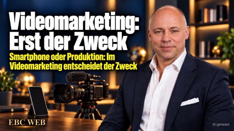 Videomarketing: Erst der Zweck. Das Video auf der Messe. EBC Eller Business Consulting unterscheidet Unternehmensvideo, Expertenvideo und Smartphone-Video nach ihrem Ziel.
