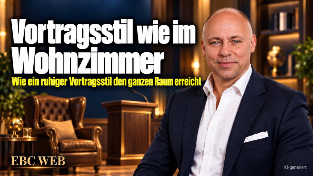 Vortragsstil wie im Wohnzimmer: Die eigene Aufnahme hören. EBC Eller Business Consulting zeigt, wie Blickkontakt und natürlicher Vortragsstil Ihr Auftreten stärken.