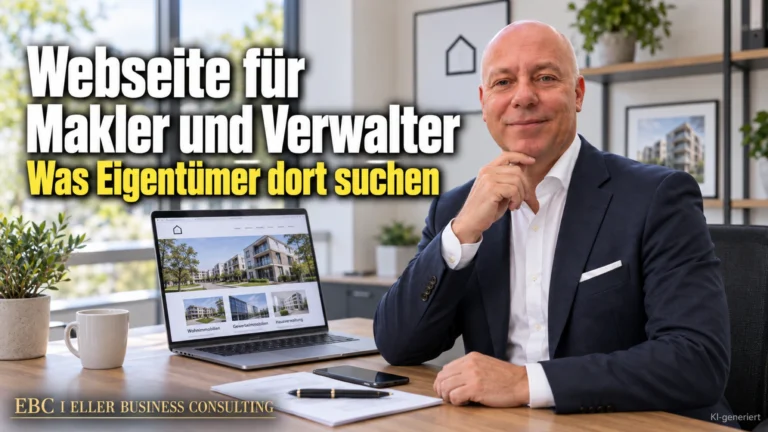 Webseite für Makler und Verwalter: Was Eigentümer dort suchen. EBC Eller Business Consulting prüft Exposé, Impressum, DSGVO und Preisangabenverordnung auf der Webseite.