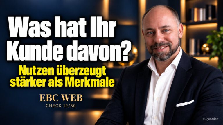 Webseite: Nutzen statt Merkmale. Die Seite voller Merkmale. EBC Eller Business Consulting zeigt, wie ein Werbetext mit Nutzen statt Merkmalen Anfragen bringt.