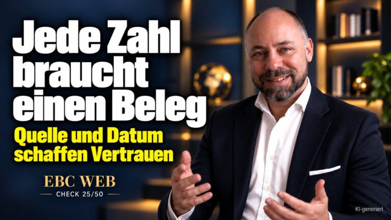 Webseite: Jede Zahl braucht Beleg. Große Worte, kein Beleg. EBC Eller Business Consulting zeigt, wie belegte Texte auf der Landingpage Vertrauen schaffen.