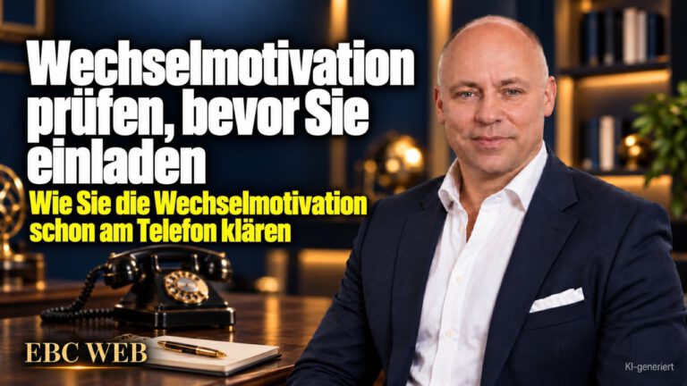 Wechselmotivation prüfen, bevor Sie einladen: Er wollte nur seinen Marktwert wissen. EBC Eller Business Consulting klärt Passung schon im Telefoninterview.