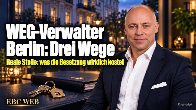 WEG-Verwalter Berlin: Drei Wege. Eine reale Stelle in Berlin. EBC Eller Business Consulting vergleicht für Hausverwaltungen Headhunter, Direktansprache und Recruiting-Kosten.