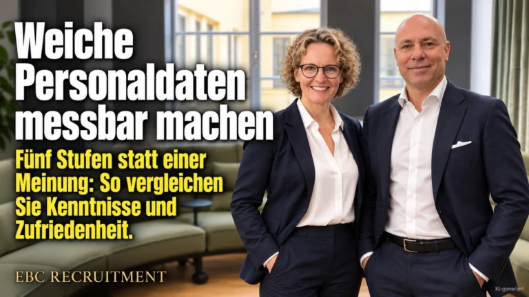 Weiche Personaldaten messbar machen: Fünf Stufen statt einer Meinung: So vergleichen Sie Kenntnisse und Zufriedenheit. EBC Recruitment zeigt Bewertungsskala und Personalcontrolling.