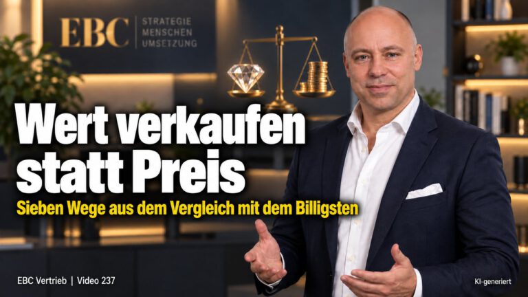 Preisdruck: Wert verkaufen statt Preis. Jedes Gespräch beginnt beim Preis. EBC Vertrieb zeigt im Sales, wie Preisverhandlung ohne Nachlass gelingt.