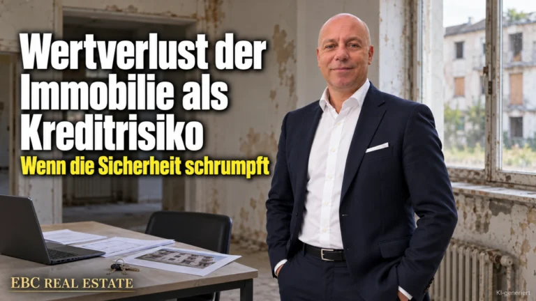 Wertverlust der Immobilie als Kreditrisiko: Wenn die Sicherheit schrumpft. EBC Real Estate erklärt Investoren Beleihungswert, Beleihungsauslauf und Verkehrswert.