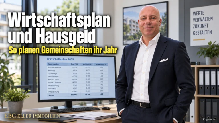 Wirtschaftsplan und Hausgeld: So planen Gemeinschaften ihr Jahr. EBC Eller Immobilien rechnet für Hausverwaltungen Miteigentumsanteil, Erhaltungsrücklage und Jahresabrechnung durch.