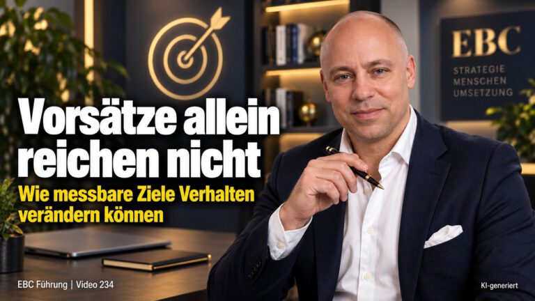 Ziele erreichen: Vorsätze reichen nicht. Ein Jahr auf derselben Liste. EBC Führung zeigt, wie Beständigkeit und Selbstführung Zielsetzung in Ergebnisse umsetzen.