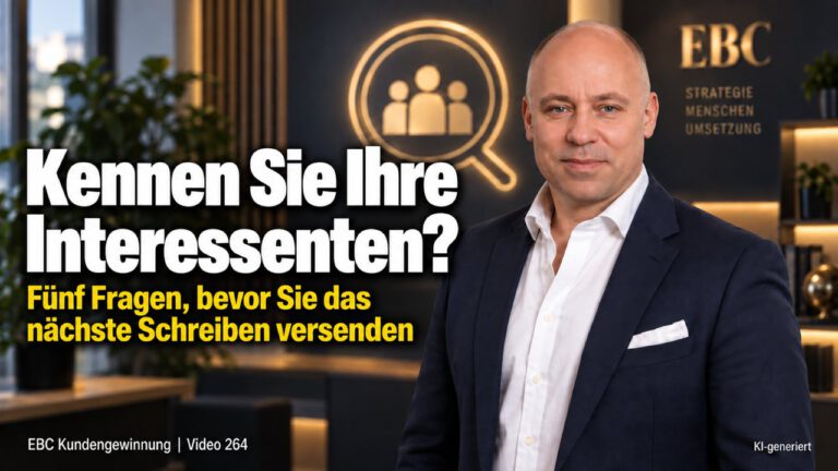 Zielkunden kennen: Fünf entscheidende Fragen. Kunden seit 20 Jahren gekannt. EBC Kundengewinnung zeigt in der Akquise, wie Kundenbefragung Zielkunden und Entscheider sichtbar macht.