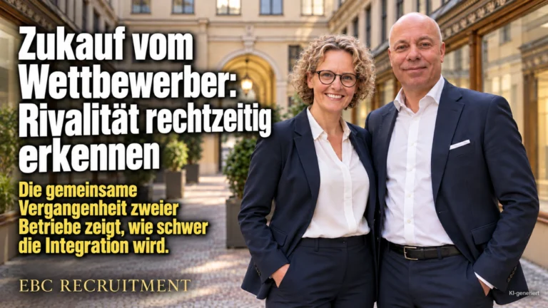 Zukauf vom Wettbewerber: Rivalität rechtzeitig erkennen. Die gemeinsame Vergangenheit zweier Betriebe zeigt, wie schwer die Integration wird. EBC Recruitment prüft die Übernahme.