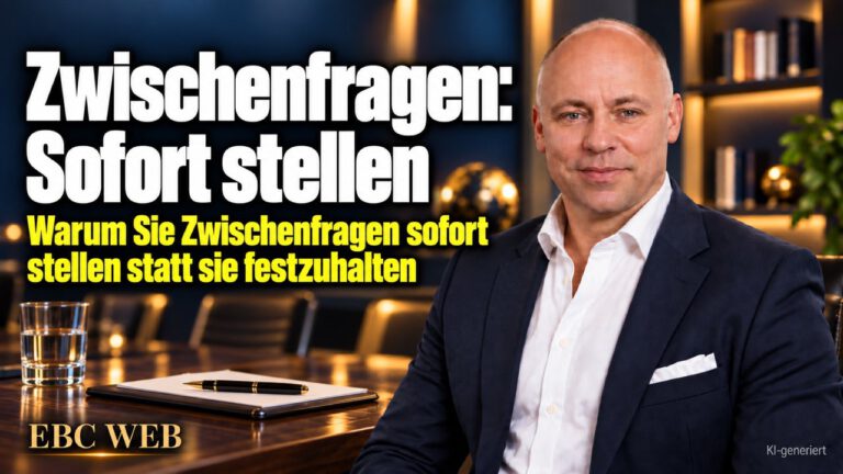 Zwischenfragen: Sofort stellen. Die Frage, die Sie festhalten. EBC Eller Business Consulting zeigt im Vertrieb, wie Zwischenfragen Zuhören und Gesprächsführung verbessern.